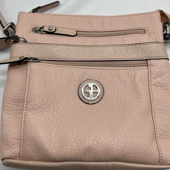 Giani Bernini Pebbled Faux Leather Crossbody Pink Bag Silver Hardware‎ - Picture 2 of 16